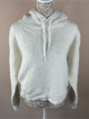 North Face Cream Sherpa Hoodie Sweatshirt Hooded Wool Blend Women’s size Large